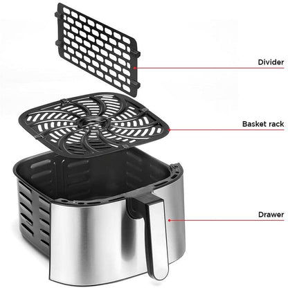 Chefman Turbo Fry Stainless Steel Air Fryer with Basket Divider, 8 Quart