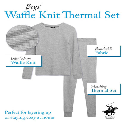 Beverly Hills Polo Club Boys' Thermal Underwear - 6 Piece Waffle Knit Top and Long Johns (2T-18)