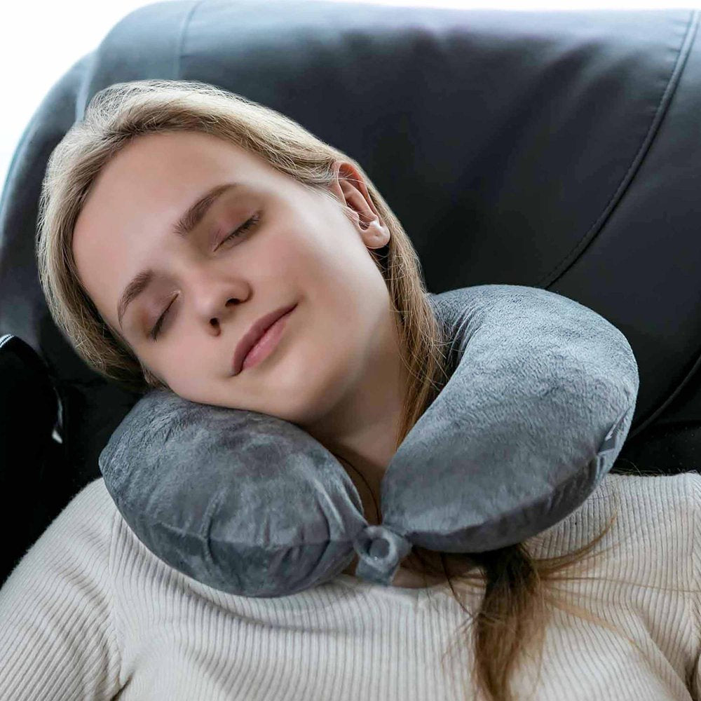 Bon Voyage® Classic Memory Foam Travel Neck Pillow, Grey