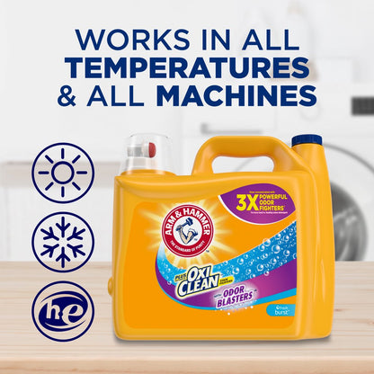 Arm & Hammer Plus OxiClean Odor Blaster Fresh Burst, 128 Loads Liquid Laundry Detergent, 166.5 fl oz