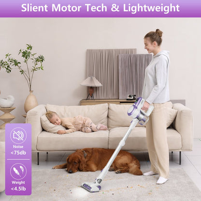 ORFELD Cordless Vacuum Cleaner, Lightweight Stick Vacuum Cleaners New, 22000Pa, Purple