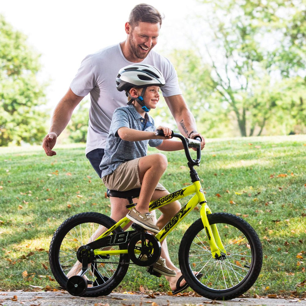 Huffy 18 in. Rock It Kids Bike for Boys Ages 4 and up, Child, Neon Powder Yellow