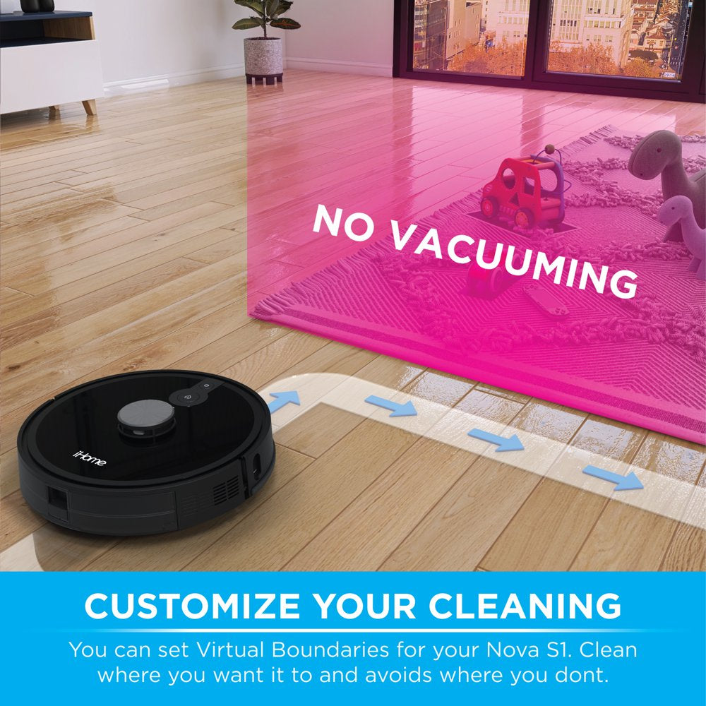 iHome AutoVac Nova S1 Robot Vacuum with LIDAR Navigation, 150 Min Runtime, 2700pa Suction