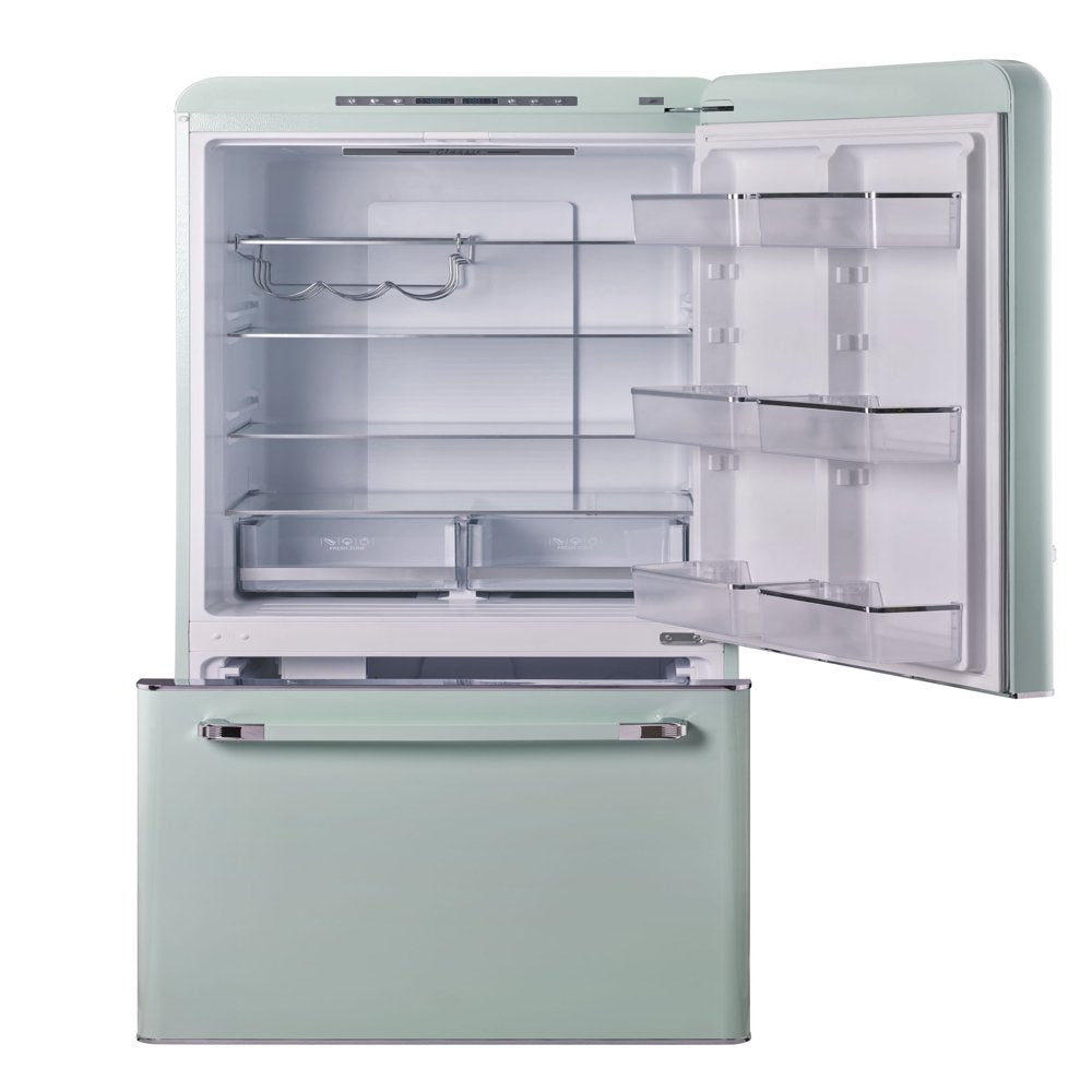 Unique Classic Retro 30" Frost Free 17.7 cu/ft Freestanding Bottom Freezer Refrigerator, ENERGY STAR Certified