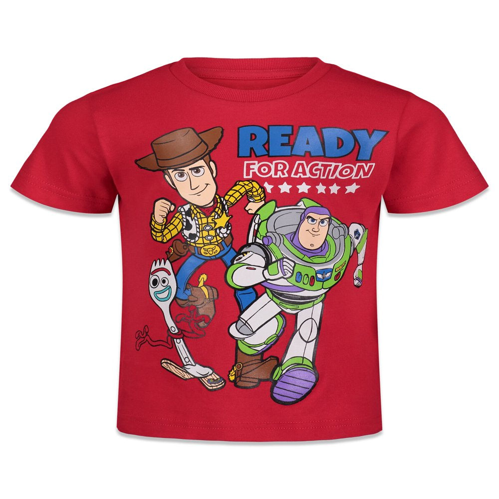 Disney Pixar Toy Story Woody Buzz Lightyear Forky Rex Slinky Dog Big Boys 4 Pack T-Shirt White 12