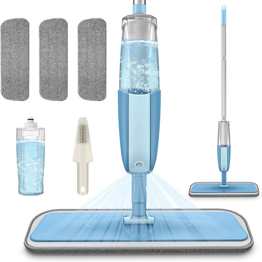 SUGARDAY Microfiber Spray Dust Mop for Floor Cleaning with Washable Pads Wet Dry Mop