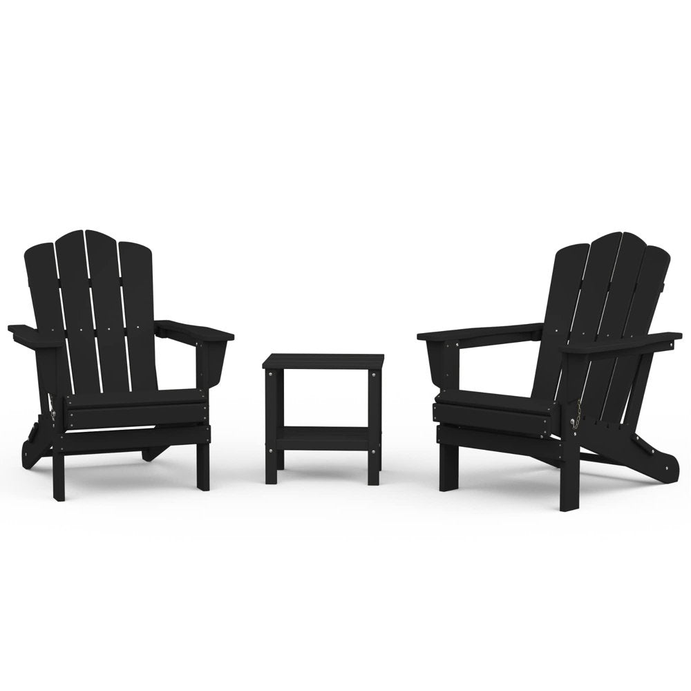 Outdoor Patio Folding HDPE Resin Adirondack Chair, Black