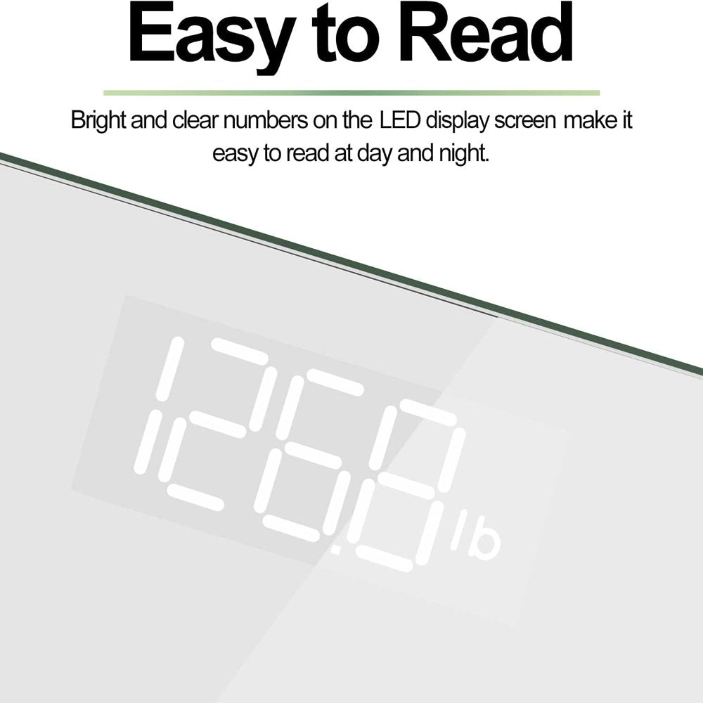 RENPHO Digital Body Weight Scale, Highly Accurate Scale for Body Weight with LED Display, round Corner Design, Anti-Slip, 400 Lb, White