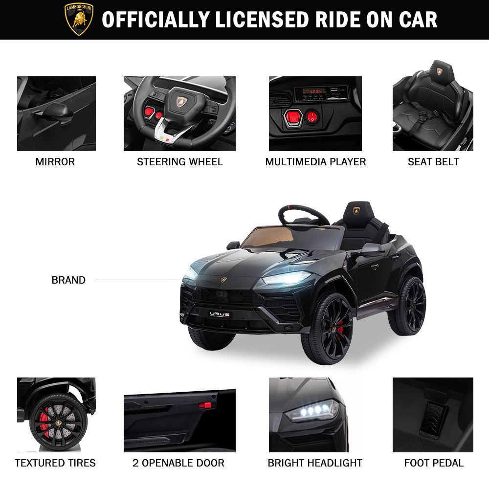 Lamborghini 12 V Powered Ride on Cars, Remote Control, Battery Powered, Black