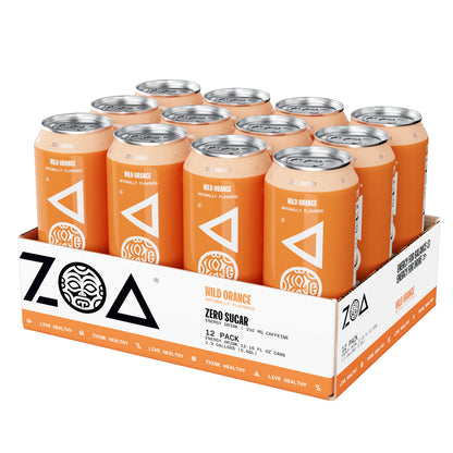 ZOA Zero Sugar Energy Drink, Tropical Punch, 16oz (12-Pack)