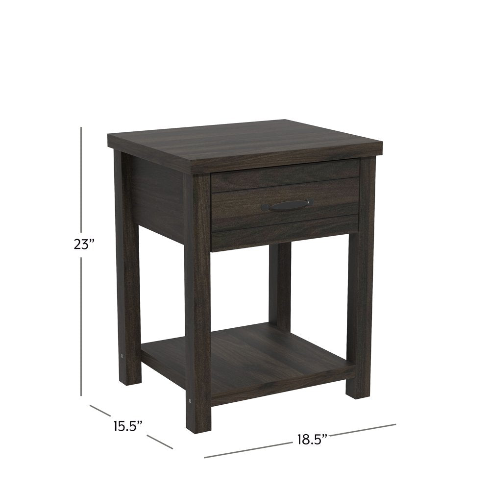 Hillsdale Lancaster Farmhouse 1 Drawer Nightstand, Set of 2, Dark Espresso