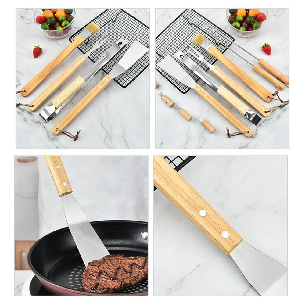 10Pcs Portable Tools Set, Barbecue Utensils Professional Stainless Steel for Kitchen Cooking Backyard Outdoor Picnic