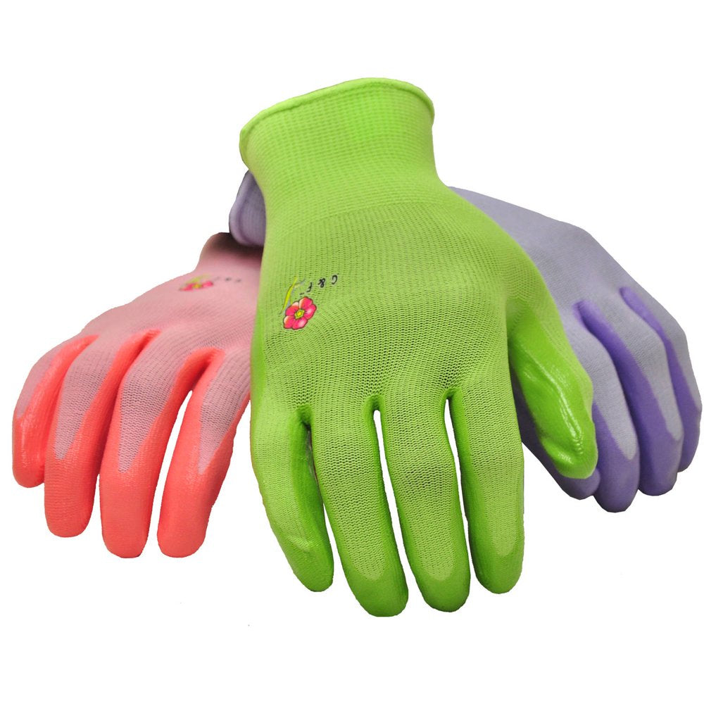  Women's Garden Gloves, Assorted Colors, Women's Medium, 6 Pairs