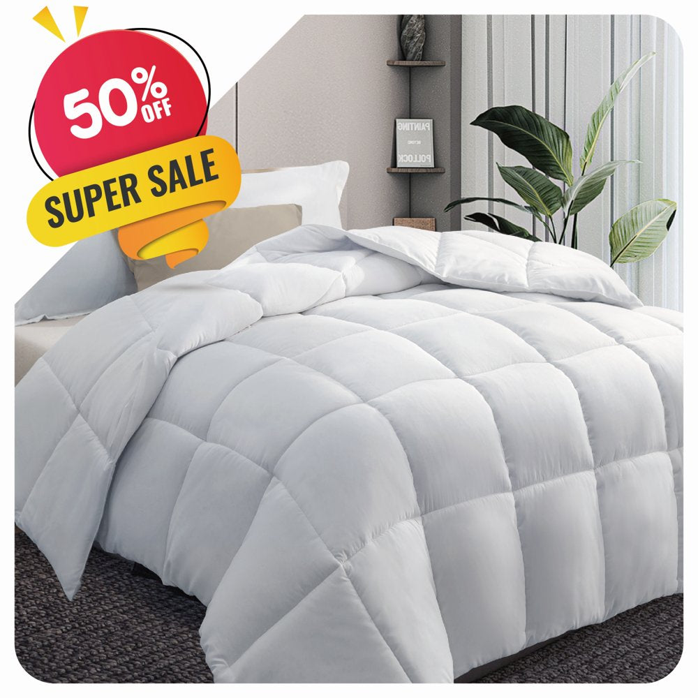 Downcool (88x92) Full/Queen All Season Down Alternative Comforter, White | Ultra Soft, Hypoallergenic, Hotel-Quality Quilted Duvet Insert