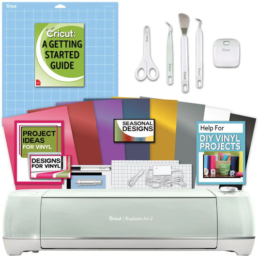 Cricut Explore Air 2 Machine Bundle - Beginner Guide, Tool Kit, Vinyl Pack, Designs & Project Inspiration