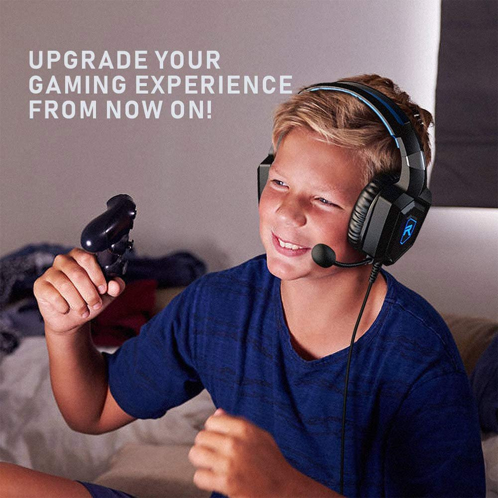 RUNMUS K8 Gaming Headset for Xbox One, PS4 Headset with Surround Sound, Over Ear Headphones with Noise Canceling Mic & RGB Light, Compatible with Nintendo Switch Mac