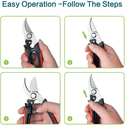 4 Packs Pruner Shears Garden Cutter Clippers, Stainless Steel Sharp Pruner Secateurs, Professional Bypass Pruning Hand Tools Scissors Kit with Storage Bag