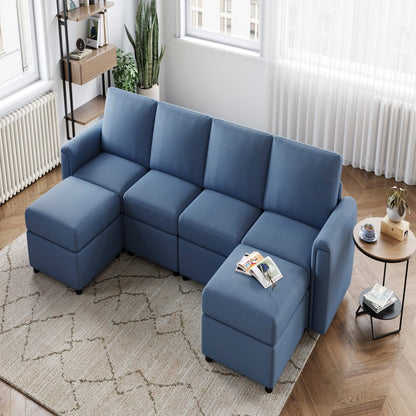 LINSY HOME Modular Couches and Sofas Sectional with Storage Sectional Sofa U Shaped Sectional Couch with Reversible Chaises, Teal