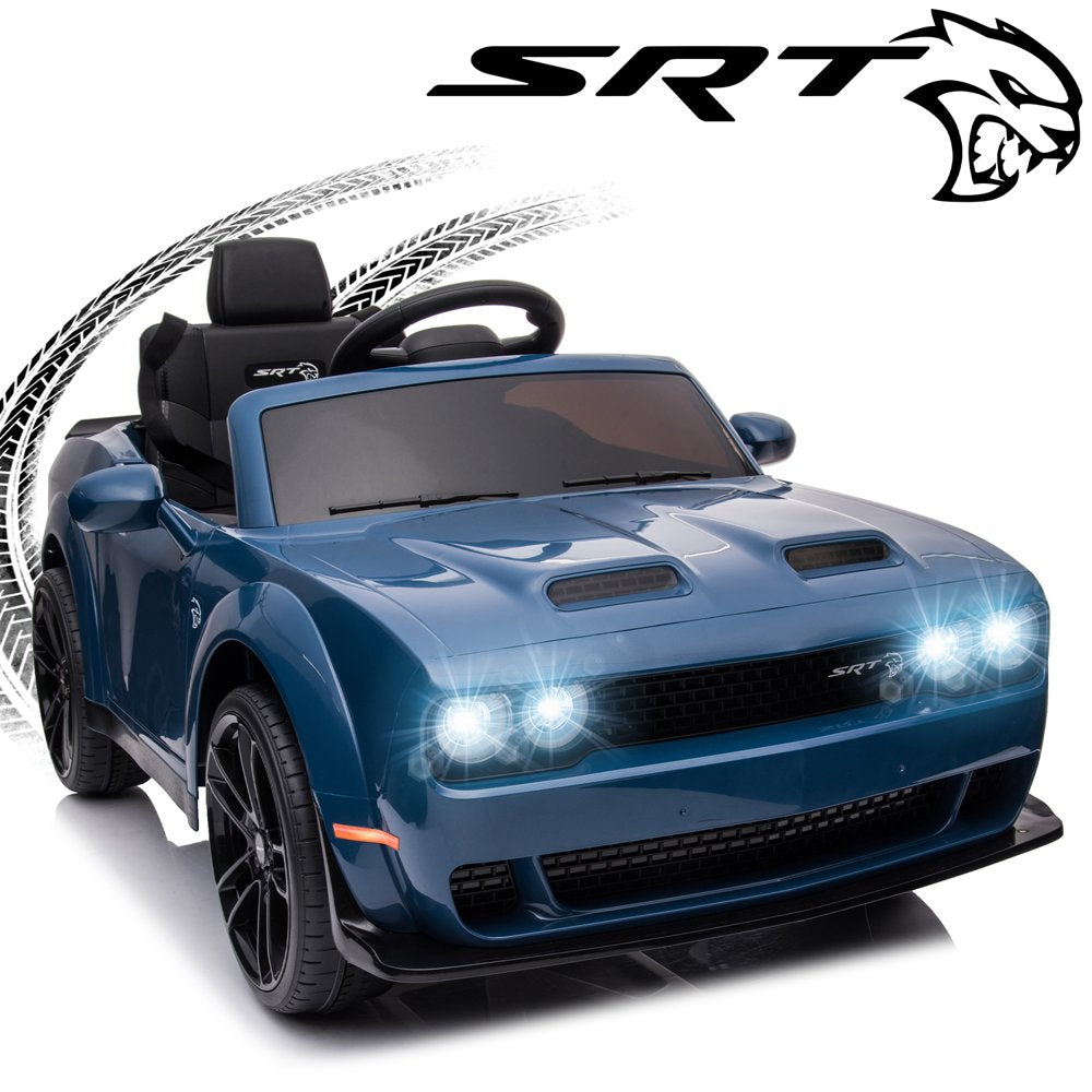 Dodge Challenger 12 V Powered Ride on Car with Remote Control, SRT Hellcat Toys for Kids, Black