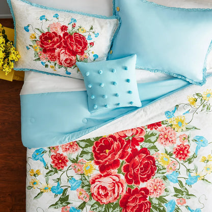 The Pioneer Woman White Cotton Eyelet 4-Piece Comforter Set, Full / Queen