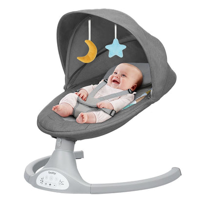 Bioby Electric Baby Swing Chair, Infant Swing with Remote Control, Built-in Bluetooth, Soft Music, Sway in 5 Speeds, Seat Belt, Gifts