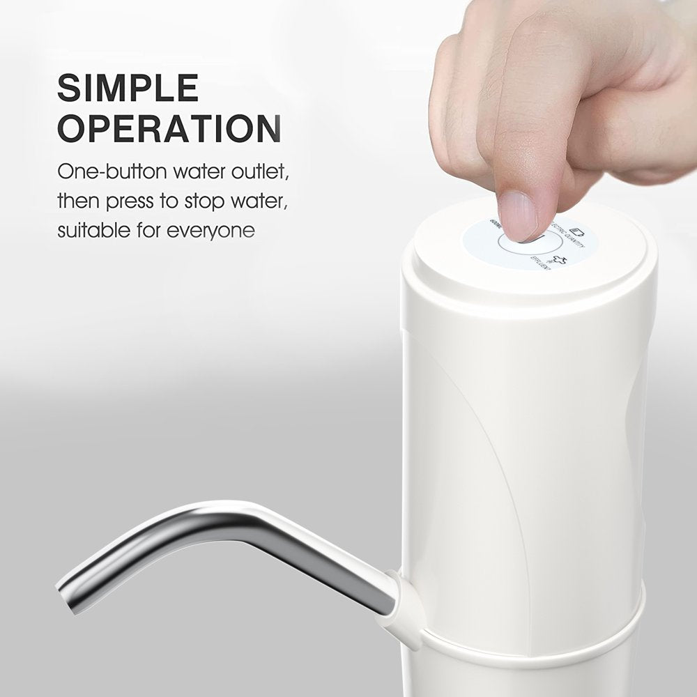 5 Gallon Water Dispenser,Electric Drinking Water Pump Portable Water Dispenser Universal USB Charging Water Bottle Pump For 2-5 Gallon With Silicone,White