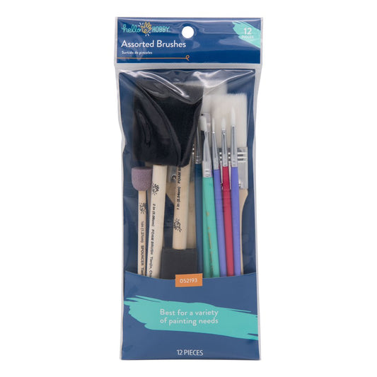  Assorted Craft Brush and Foam 12pc Set, Adult, Teens