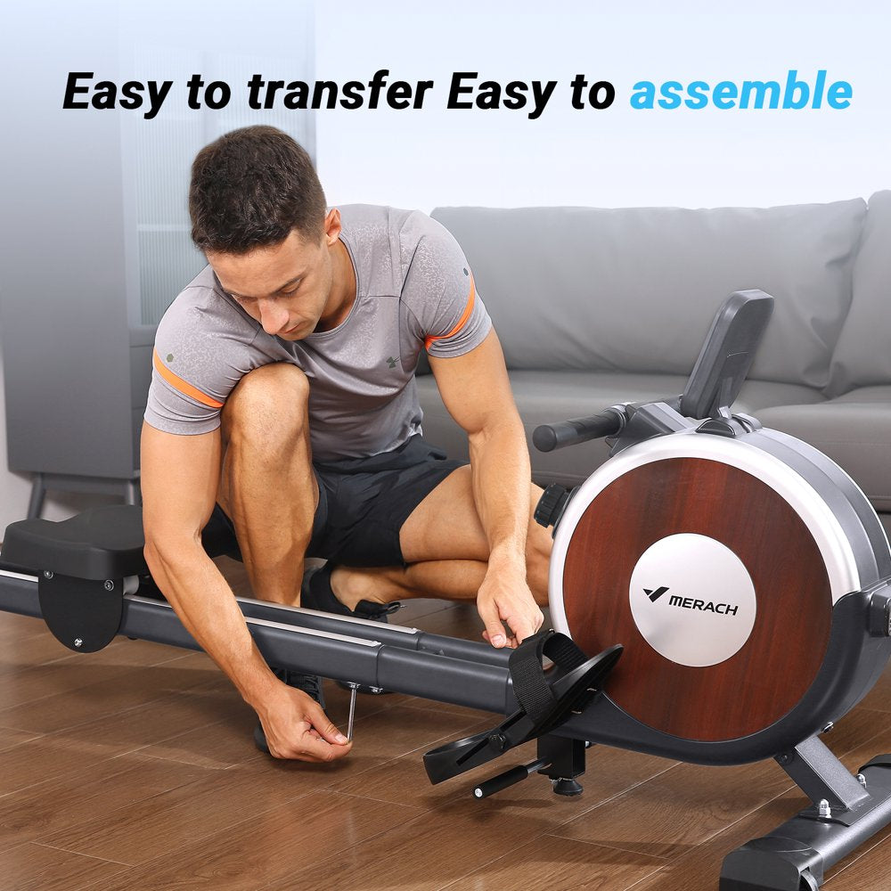 Magnetic Rowing Machine Quiet 16 Levels of Resistance Bluetooth Black Rower for Home Workout