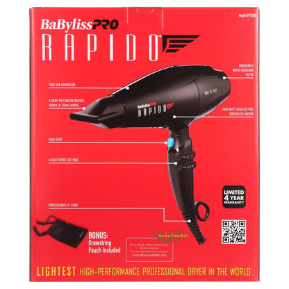 Babyliss Pro Rapido Hair Dryer, Black