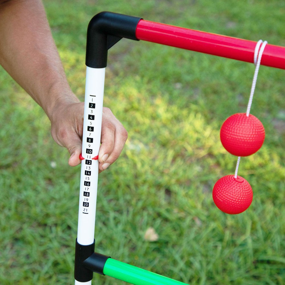  Foldable Ladder Toss Game, Red, Green and Black