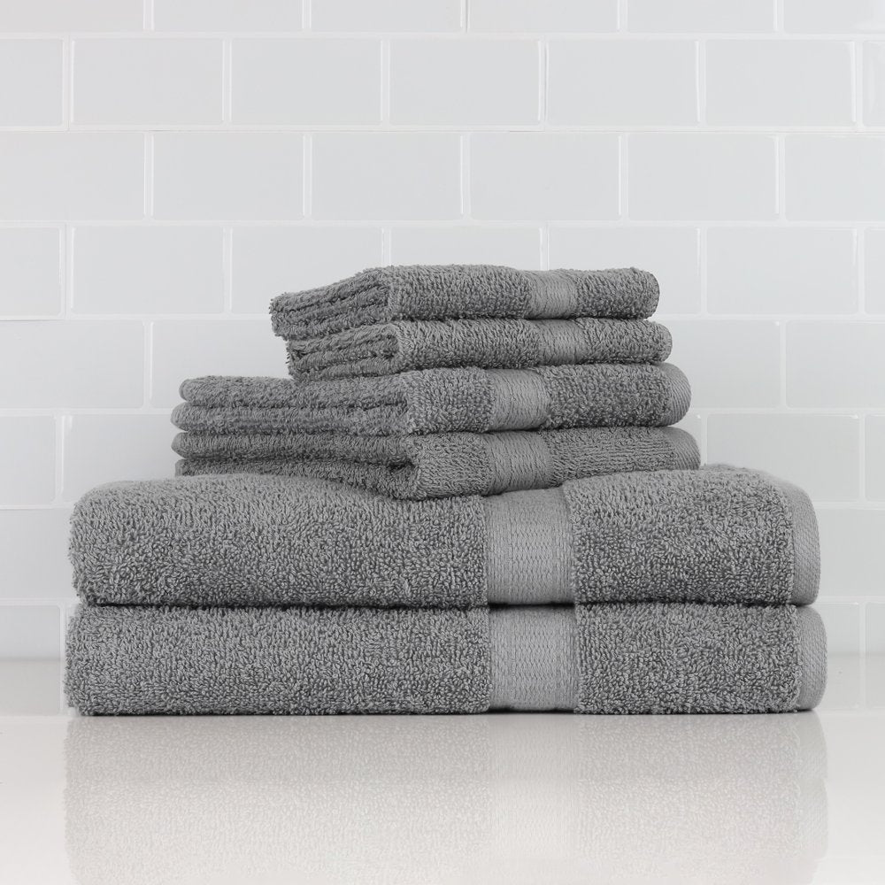  Solid 6-Piece Bath Towel Set, School Grey