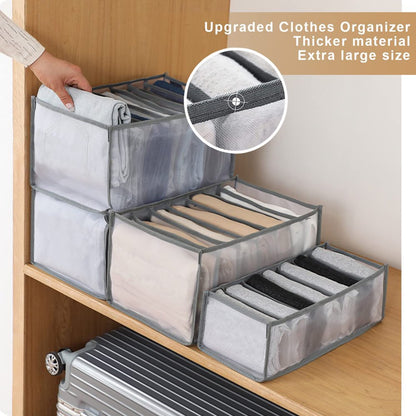 6PCS Closet Organizers and Storage Clothes Drawer Organizers Home Use Mesh Grids Storage Foldable for Organizing Shirt/Bras/Panties/Socks/Trouser