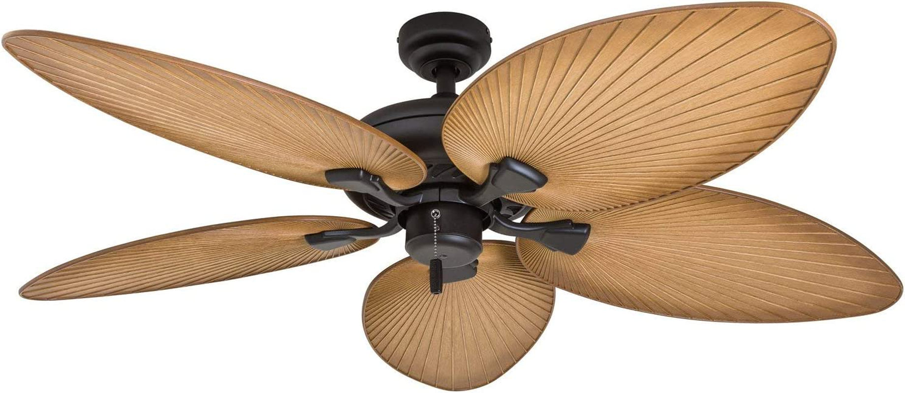 Honeywell Palm Valley 52" Bronze Tropical Ceiling Fan with 5 Palm Blades, 4 Arm Light Kit, Pull Chains & Reverse Airflow