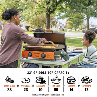 Blackstone Adventure Ready 2-Burner 22" Propane Griddle with Hard Cover in Orange