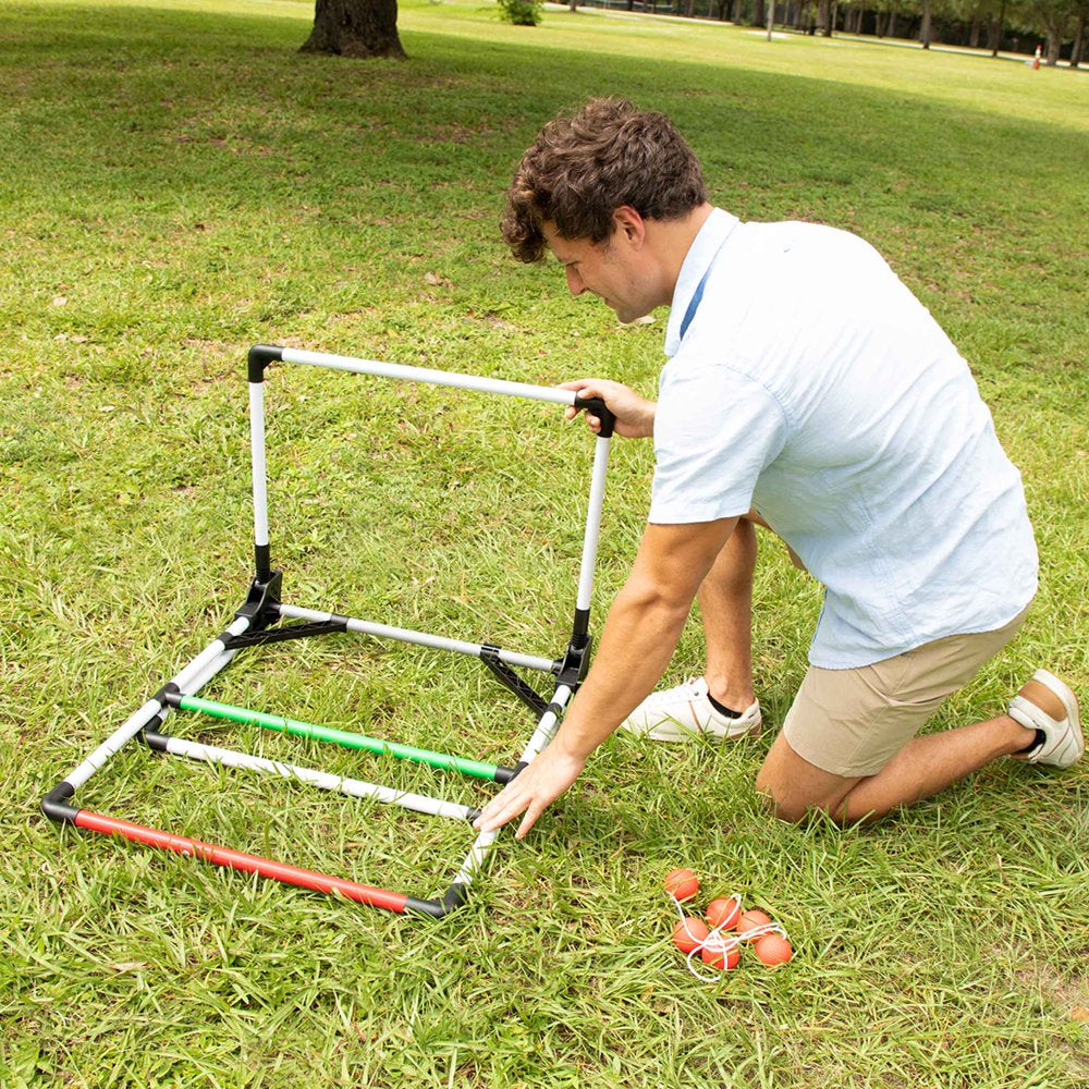  Foldable Ladder Toss Game, Red, Green and Black