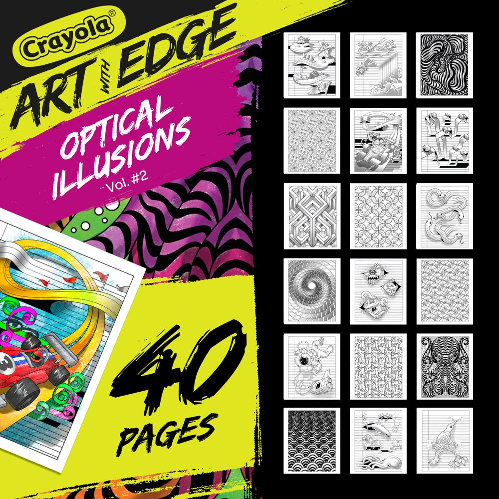 Crayola Art with Edge Optical Illusions Coloring Book, 40 Pages, Child