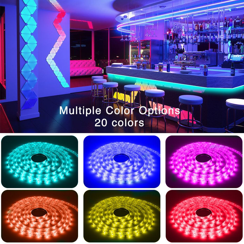 DAYBETTER 50ft Bluetooth LED Strip Lights,Music Sync 5050 LED Light Strip RGB with Remote Control,Timer Schedule,Color Changing Led Lights for Bedroom(APP+Remote +Mic)