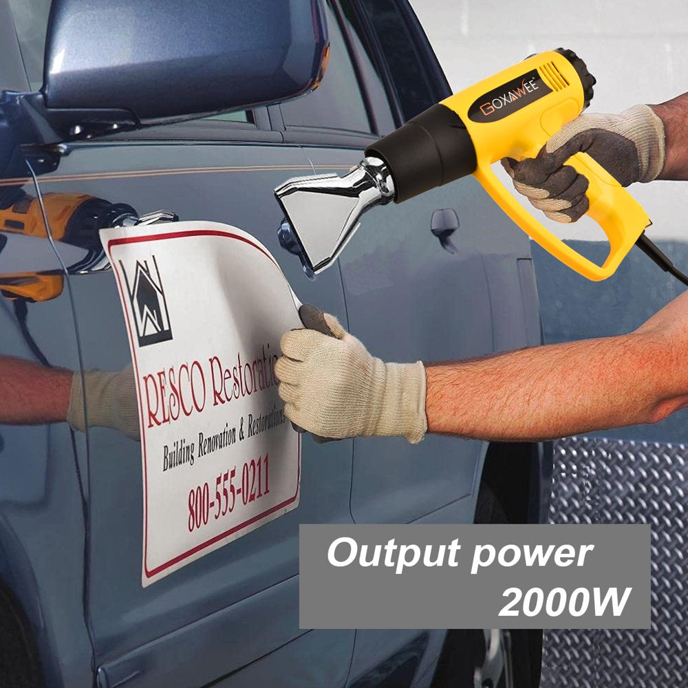 2000W Corded Heat Gun, 140℉~1112℉ Fast Heating, with 4 Nozzles, for Shrinking PVC, Stripping Paint