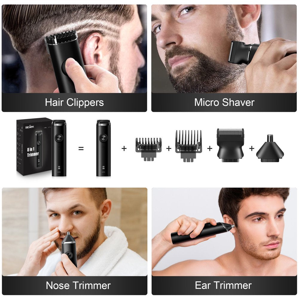  Men's Beard Trimmer,Hair Clippers, Waterproof Electric Nose Haircut Mustache Body Trimmer Cordless Foil Shaver Grooming Kit,Usb Rechargeable and LED Display Home Travel,Black