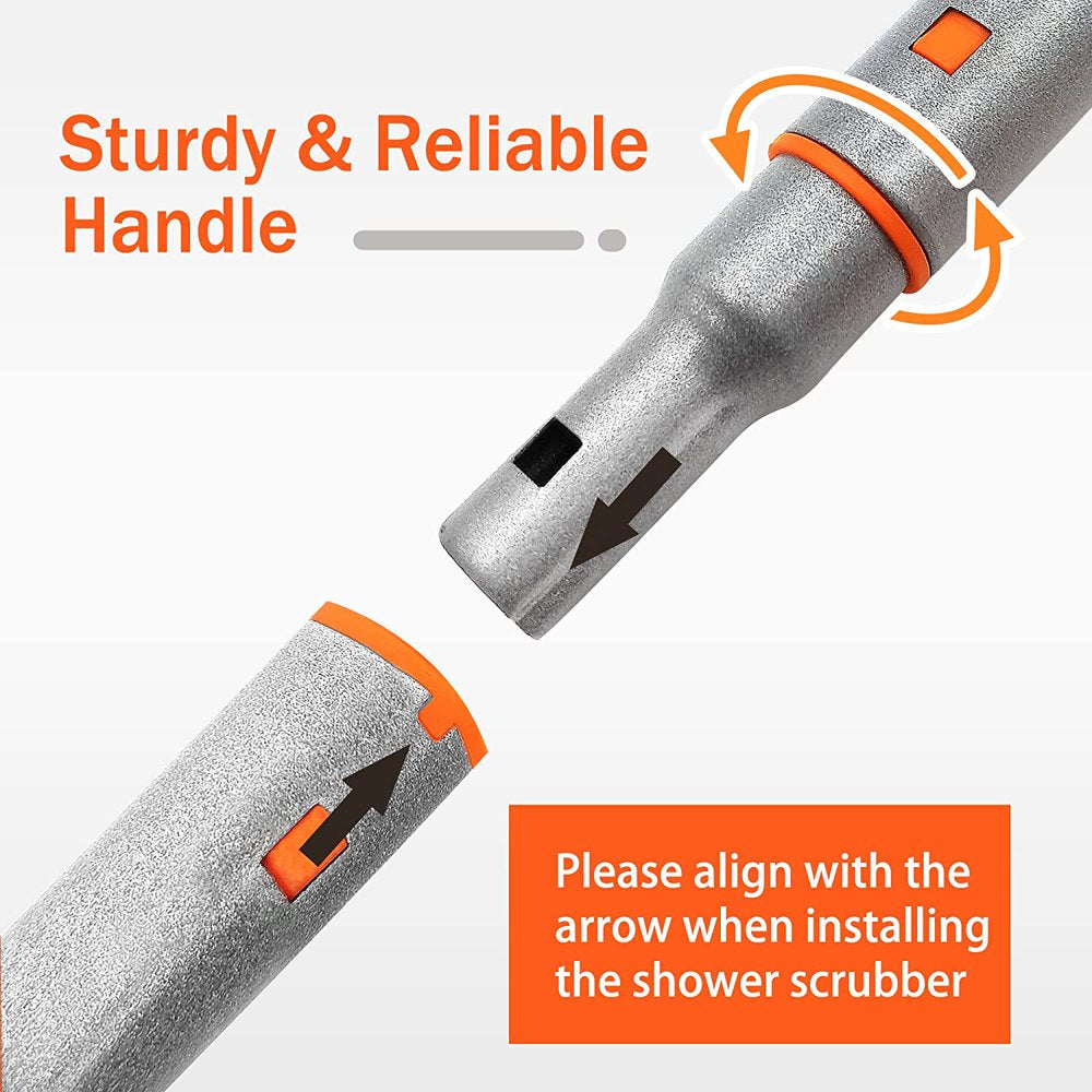 Shower Scrubber JEHONN Tub and Tile Cleaning Brush with Long Handle Orange