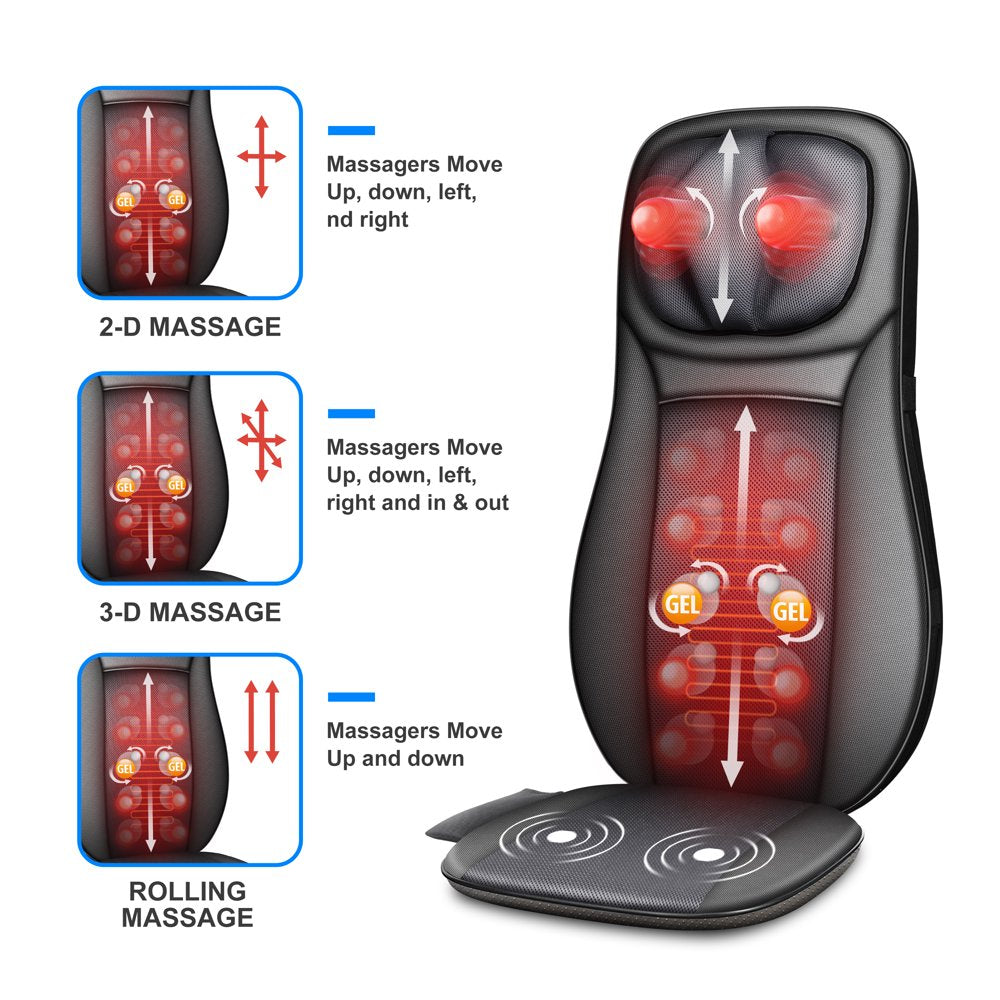 Snailax 2D/3D Back Massager with Heat, Adjustable Seat Massage Cushion, Gifts