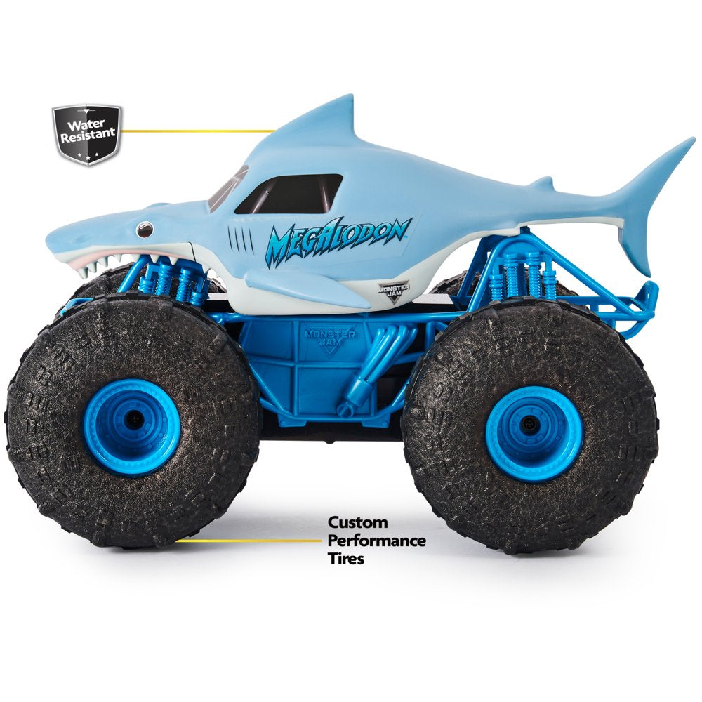 Monster Jam, Official Megalodon Storm All-Terrain Remote Control Monster Truck Toy Vehicle, 1:15 Scale