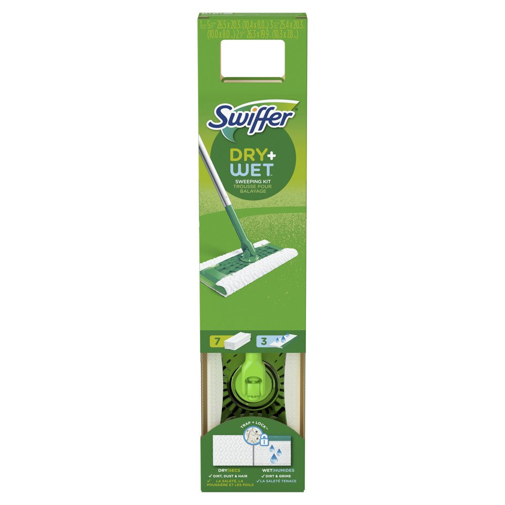 Swiffer Sweeper 2-in-1, Dry and Wet Multi Surface Floor Cleaner, Sweeping and Mopping Starter Kit