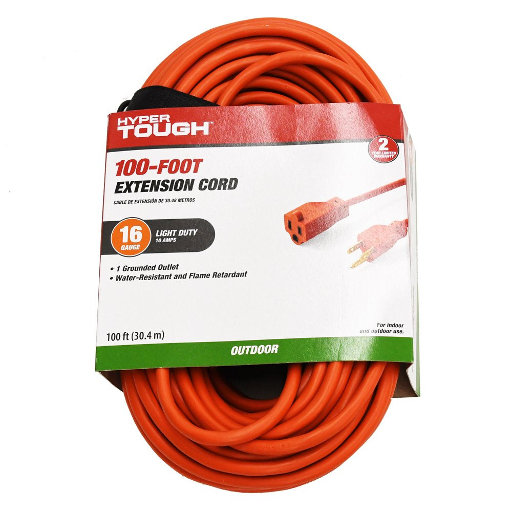 100ft Indoor and Outdoor Light Duty Orange Vinyl Extension Cord