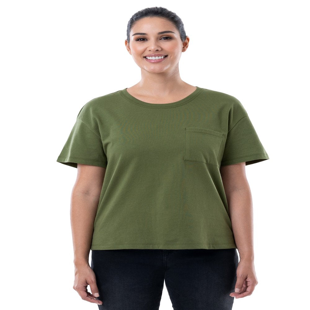  Women's Boyfriend Pocket T-Shirt with Short Sleeves, Sizes S-3XL