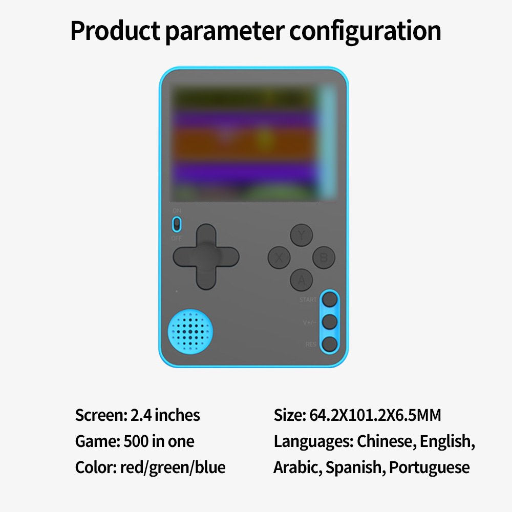 500 in 1 Retro Video Game Console Handheld 2.4 inch  Color Screen Portable Color Game Player Ultra-thin Style