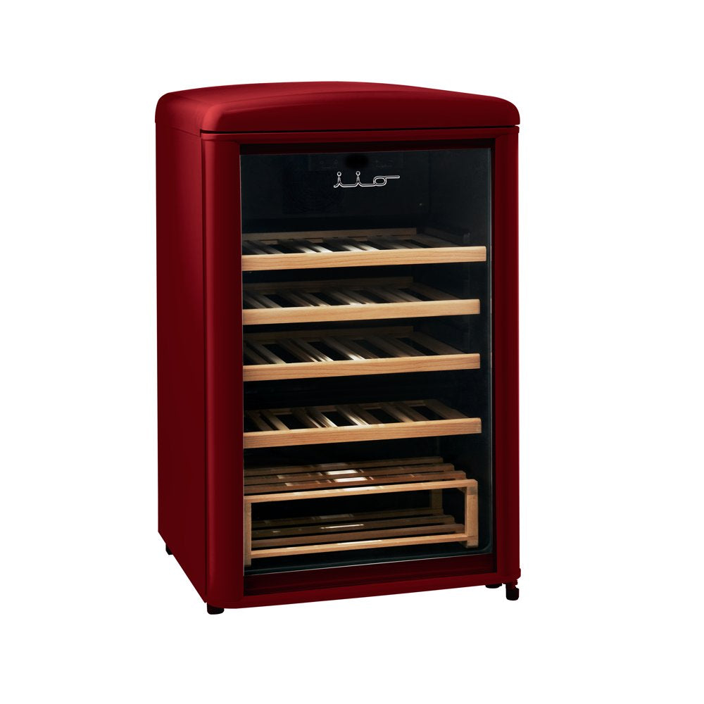 30 Bottle Freestanding Retro Wine Cooler in Wine Red