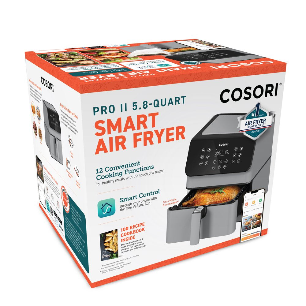 Cosori Pro Gen 2 5.8-Quart Smart Air Fryer, 12-In-1, Walmart Exclusive Bonus, Light Gray