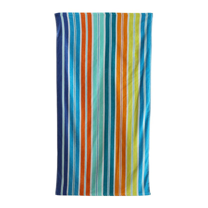 Mainstays Velour Beach Towel, Blue Wavy, Multi-Color , 28X60