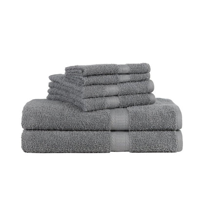  Solid 6-Piece Bath Towel Set, School Grey